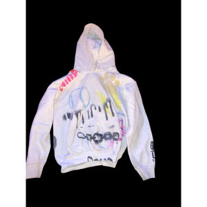 Youth Gildan Hoodie Size M White Graffiti Lab Studio